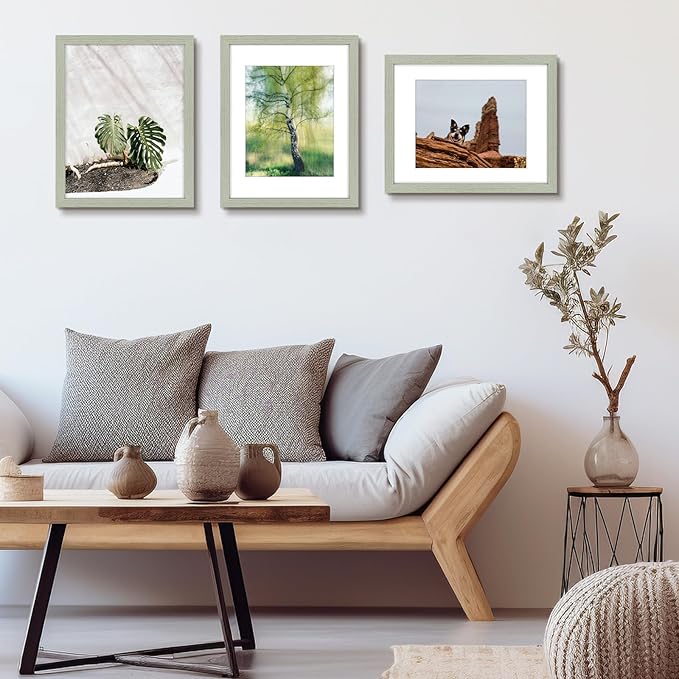 Golden State Art, 11x14 Picture Frame Set of 6 - Matted to 8x10 Photo - Engineered Wood Gallery Frame Set - Wall Mounting (Grey,6 Pack)