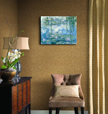 Claude Monet Canvas Wall Art - Water Lilies Classic Artwork Picture Print with Framed Painting for Home Office Wall Decor-12" x15"