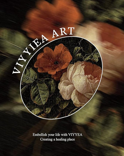 VIYYIEA Vintage Gold Framed Floral Wall Art, Dark Botanical Academia Moody Canvas Decor, Aesthetic Classical Roses Still Life Pictures, Victorian Picture Wall Decor for Gallery Bathroom Bedroom, 8x10inch