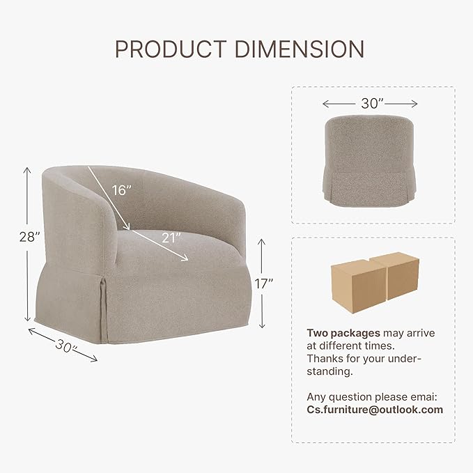 Swivel Accent Chair Set of 2, 360 Degree Performance Fabric Armchair Modern Barrel Chairs Armchair for Living Room Bedroom Home and Office,Taupe