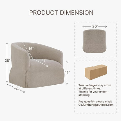 Swivel Accent Chair Set of 2, 360 Degree Performance Fabric Armchair Modern Barrel Chairs Armchair for Living Room Bedroom Home and Office,Taupe