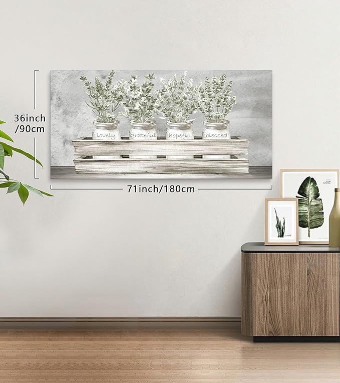 YYYYHPP YP2798 Bouquets Lovely Grateful Hopeful Blessed Sentiment, Gallery Wrapped Canvas,Inspirational Bible Verse Wall Art for Living Room Bedroom and Home Family Wall Decor