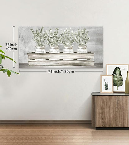 YYYYHPP YP2798 Bouquets Lovely Grateful Hopeful Blessed Sentiment, Gallery Wrapped Canvas,Inspirational Bible Verse Wall Art for Living Room Bedroom and Home Family Wall Decor