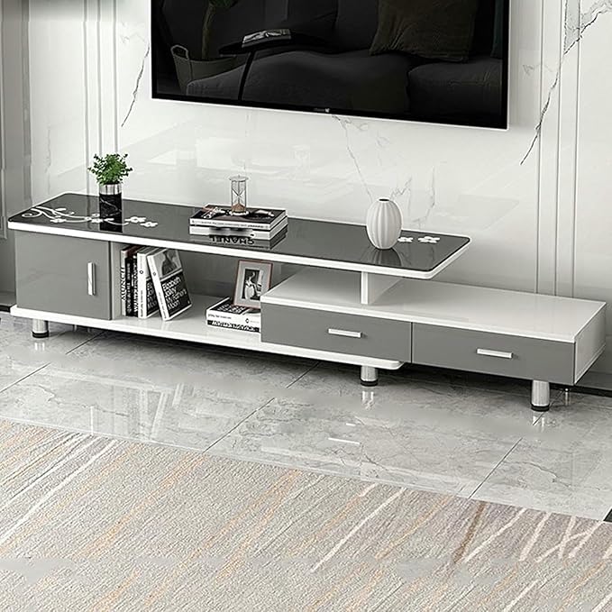 Extendable TV Stand Modern Entertainment Center with Drawers Rectangle TV Console Table for Living Room Bedroom~/