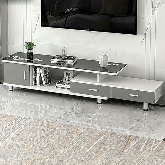 Extendable TV Stand Modern Entertainment Center with Drawers Rectangle TV Console Table for Living Room Bedroom~/