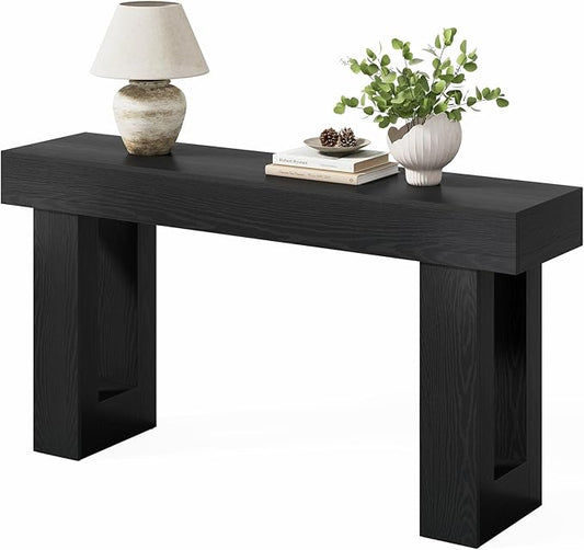 Little Tree 63-Inch Long Console Tables for Entryway, Large Sofa Table Behind Couch, Wooden Entry Foyer Hallway Table, Modern Console Sofa Tables for Living Room, Black
