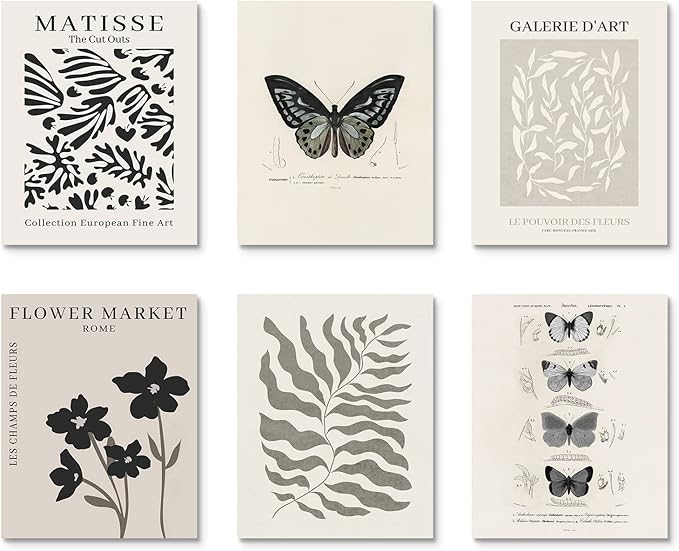 Habseligkeit Butterfly Master Wall Art Prints, Abstract Matisse Wall Art Exhibition Posters, Vintage Wall Art Prints, Retro Room Decor for Aesthetic Bedroom 11x14inch, Unframed