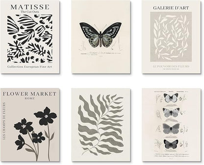 Habseligkeit Butterfly Master Wall Art Prints, Abstract Matisse Wall Art Exhibition Posters, Vintage Wall Art Prints, Retro Room Decor for Aesthetic Bedroom 11x14inch, Unframed