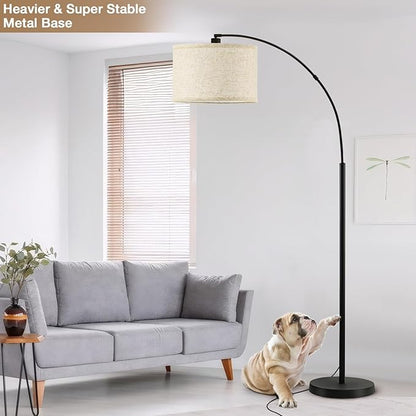 71" Arc Floor Lamps for Living Room, Standing Lamp with Adjustable Head, Tall Pole Lamp with Foot Switch, Arched Reading Light for Bedroom, Office, 9W Adjustable Color Temperatures Bulb Included