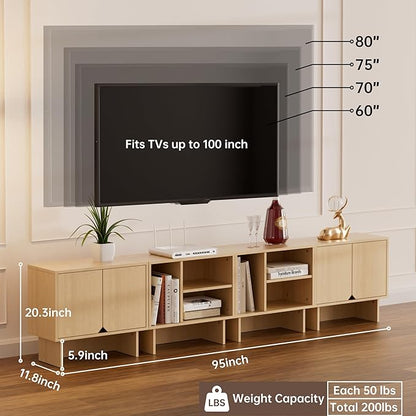 Lab Cosi Modular TV Stand for 100-Inch TV,Modern 4pcs Storage Sideboards,Bookcase,End Table,Nightstand,Buffet Cabinets,Coffee Table for Living Room,Dining Room,Bedroom, Natural