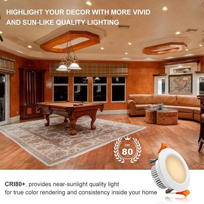 2 Inch LED Recessed Lighting, Dimmable Downlight 3W(35W Halogen Equivalent), CRI80, 2700K Ultra Warm White Ceiling Light with LED Driver (10 Pack)