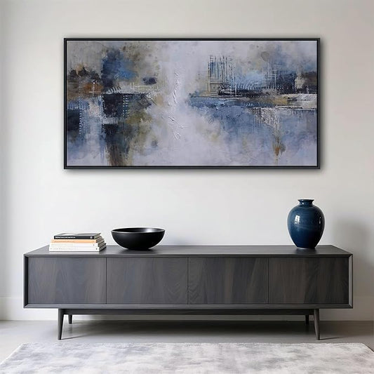 AJAZIKO Abstract Canvas Wall Art, Blue Wall Art for Living Room Modern Artwork for Walls, Pictures for Above Bed, Large Decor for Bedroom and Office Contemporary Wall Decor 20×40IN