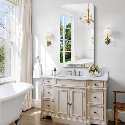 CILIBER Frameless Mirror, 24x48 Inch Rectangle Bathroom Mirror Rounded Corner, 3mm Tempered Glass Frameless Vanity Mirror with Polished Edge for Over Sink, Bedroom, Entryway, Vertical or Horizontal