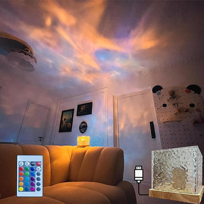 Ocean Wave Projector Light，Aurora Glow Lamp Crystal Night Light Romantic Room Decor，Led Ripple Lamp Lights Party Bedroom Room Decor