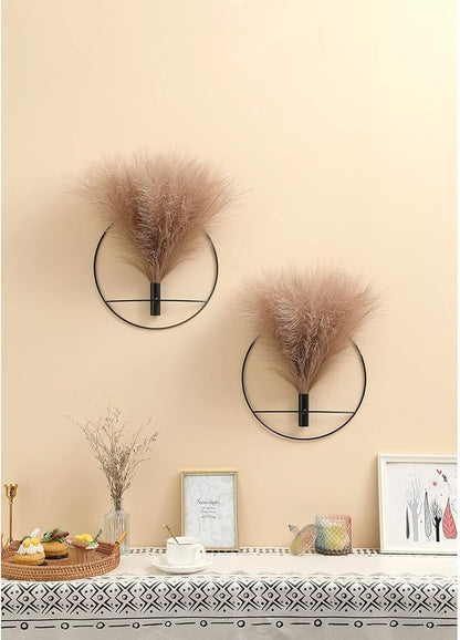 Pretty Jolly Boho Wall Decor, Large Wall-Mounted Metal Wall Decor, Hanging Artificial Pampas Display, Wall Art Living Room, Bedroom, Bathroom, Dining room, 2 Pack Gold Coffee