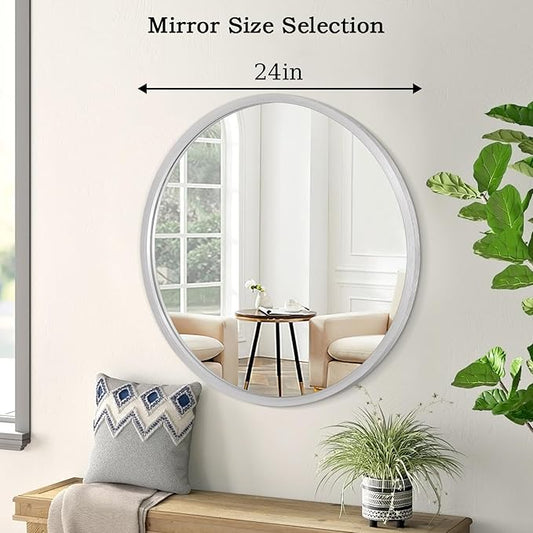 Mirrors for Wall Mirror Sliver Metals Framed Round Farmhouese Bathroom Mirror Ative Hanging Mirror for Bedroom Vanity Entryway