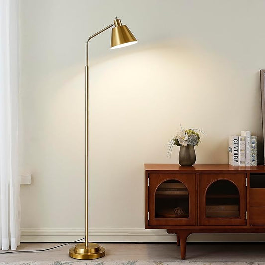 65.3" Floor Lamps for Living Room, Floor Lamp for Bedroom, Dual-Base Industrial Standing Lamp, Adjustable-Head Corner Lamp, Modern Tall Lamp, Living Room Light, Bulb Included, Glod