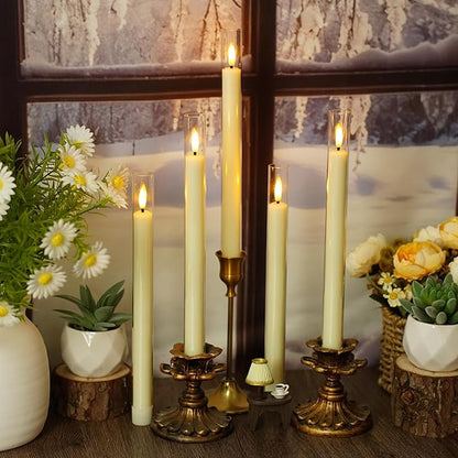 Sasigeiaa Flameless Taper Candles,with Remote and Timer Flickering Flameless Candles,6 Pack Led Candles, Battery Operated Candles，Christmas,Halloween Decorations (Ivory)