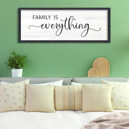 AuraPeak Family Is Everything Wall Decor Rustic Dining Room Sign for Horizontal Home Living Room Entryway Hallway Wood Hanging Plaque Wall Art Decoration (Black 40"×15")