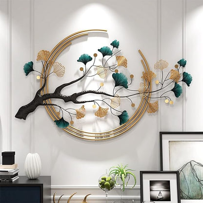 Umbifa Large Metal Wall Decor 52.7 in * 32.7in Ginkgo Leaf 3D Wall Sculpture Metal Wall Art Decor for Living Room Porch Room Bedroom Modern