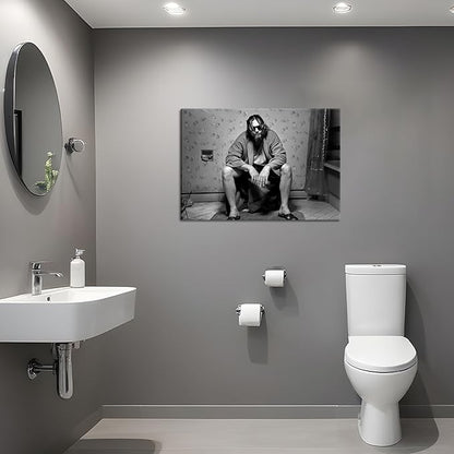 Funny Bathroom Wall Decor for Room Aesthetics - 90s Movie Posters Black and White Wall Art, Toilet Humour Amusing Cool Wall Art Funny Bathroom Signs 16x24 in