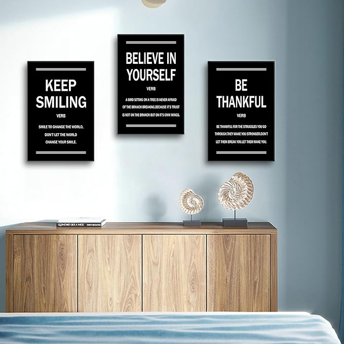 Inspirational Canvas Wall Art Posters Print 3 Pieces Motivational Modern Entrepreneur Quotes Picture Painting Artwork for Home Bedroom Bathroom Gym Wall Decor Stretched and Framed [48''W x 24''H]