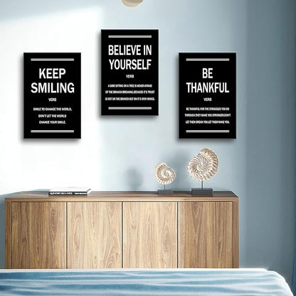 Inspirational Canvas Wall Art Posters Print 3 Pieces Motivational Modern Entrepreneur Quotes Picture Painting Artwork for Home Bedroom Bathroom Gym Wall Decor Stretched and Framed [48''W x 24''H]