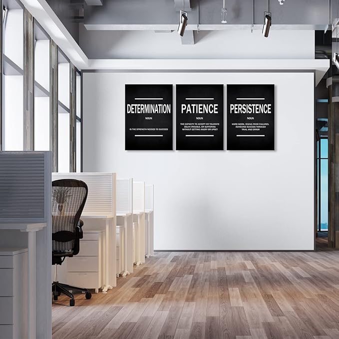 KAWAHONE Inspirational Quotes Wall Art, Motivational Determination Patience Persistence Poster Positive Affirmation Wall Picture for Home Office Bedroom Dorm Gift for Business Ready to Hang