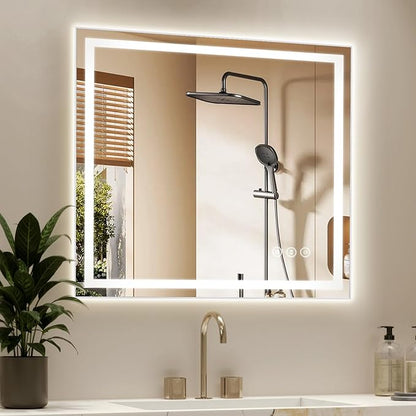 40X36 LED Bathroom Mirror with Lights, Anti-Fog, Backlit + Front Lit, Lighted Bathroom Vanity Mirror for Wall, Memory Function, Dimmable, Tempered Glass, Shatter-Proof