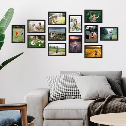 Hoikwo 18 Packs 5x7 Black Multi Plastic Picture Frames Set with Plastic Cover for Family Photos, Artwork, Light Weight Bulk 5 by 7 Frames Pack for Wall Hanging and Table, Stylish Picture Frames