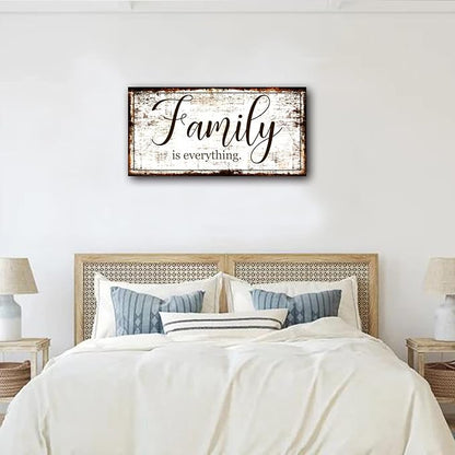 Family is Everything Wall Decor-Rustic Family Quote Print Canvas for Farmhouse-Family Signs Wall Art- Framed Artwork Wall Decoration for Living Room,Bedroom,Dining Room,Home Decor,Ready to Hang 20"x40"