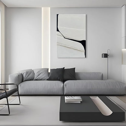 NANKAI Art Modern Minimalism Art Painting White and Black Abstract Art Oil Painting Home Office Corridor Wall Decoration Art 36x24 Inches