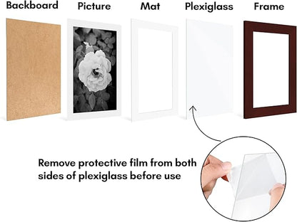 Americanflat 5x7 Picture Frame with Polished Plexiglass - Set of 5 - Use as 4x6 Frame with Mat or Display 5x7 Photo Without Mat - Galleria Collection - Picture Frames for Tabletop and Wall - Mahogany