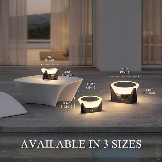 7.09" Solar Lanterns Outdoor Waterproof, 3000K Modern Unique Floor Lamp, Remote Control Outdoor Patio Floor Lamp, IP54 Waterproof Patio Lantern, Smart Solar Powered Porch Lantern for Patio Garden