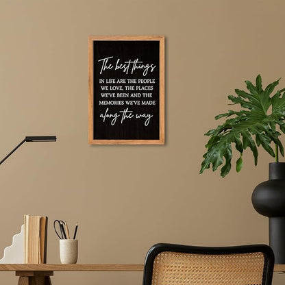 AuraPeak The Best Things In Life Family Sign for Home Wall Decor Modern Memory Family Positive Quotes Memories Farmhouse Bedroom Living Room Horizontal Adventure Hanging Art (Wood Black 16"×11")