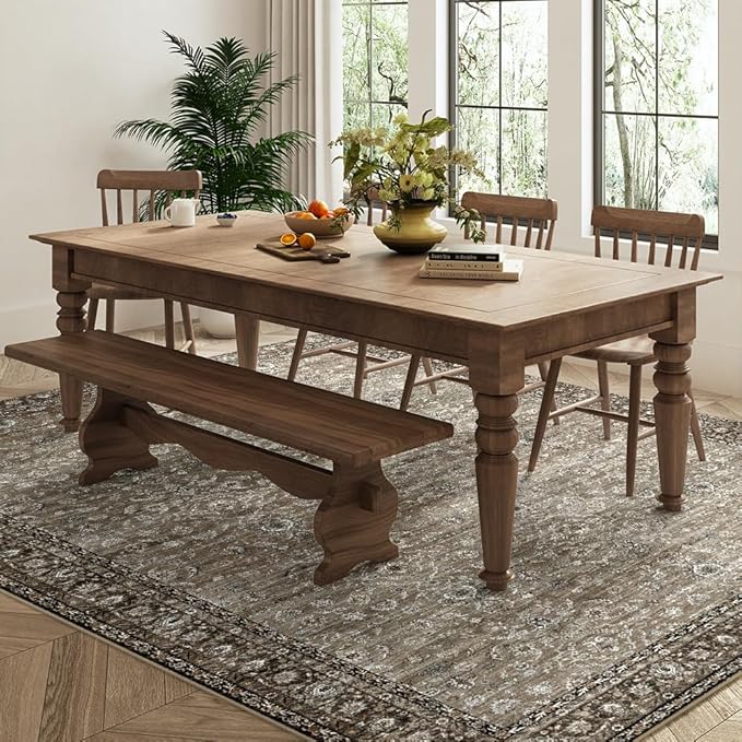 9x12 Area Rugs Grey and Brown Washable Rug for Living Room, Dining Room, Bedroom, Large Carpets, Non Slip & Non-Shedding Low Pile Vintage Print Rug for Home Office Decor