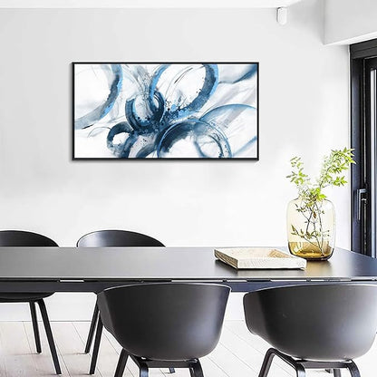 AJAZIKO Blue Wall Art Abstract Wall Decor Pictures for Living Room Wall Decoration Print Pictures Canvas Framed Artwork Paintings for Office Above Bed Wall Decor 20×40IN