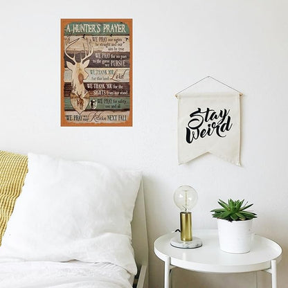 Vintage-Sign Rustic-Poster Wall-Art Hunting-Lovers, Hunter’s Prayer, Funny Decor Gift Accessories Plaque for Home Farm Fence Bathroom Bedroom 8 X 12 Inch