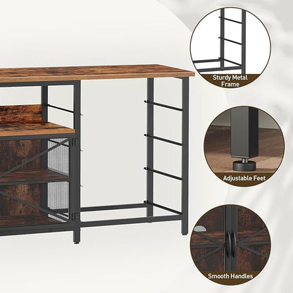 RALGEND 75/80/85 Inch TV Stand with Storage, TV Stands for Living Room, Long TV Stand with 8 Fabric Drawers, 71" Large Entertainment Center TV Console with Mesh Door, Rustic Brown