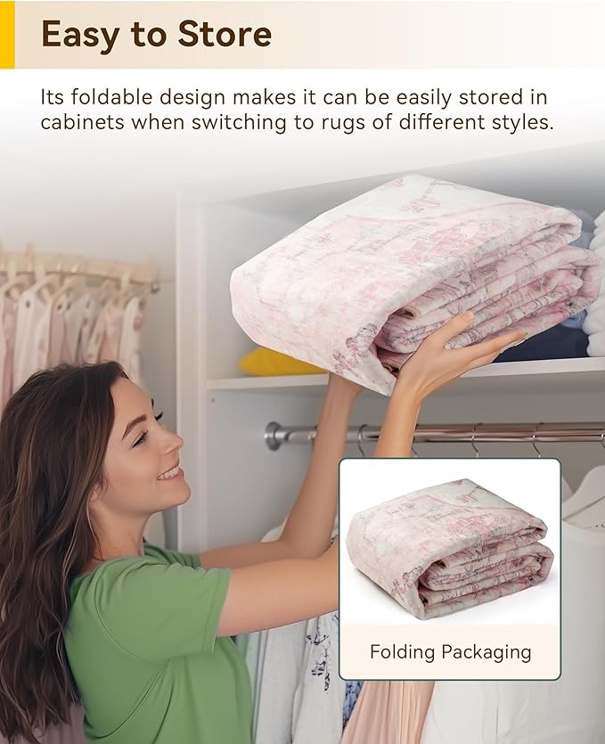 RELEANY Area Rugs 2'6"x5' Runner Rug Non Slip Washable for Kitchen Hallway Bedroom Beside Laundry Room Bathroom Rug, Floor Carpet, Pink Greypink Cute