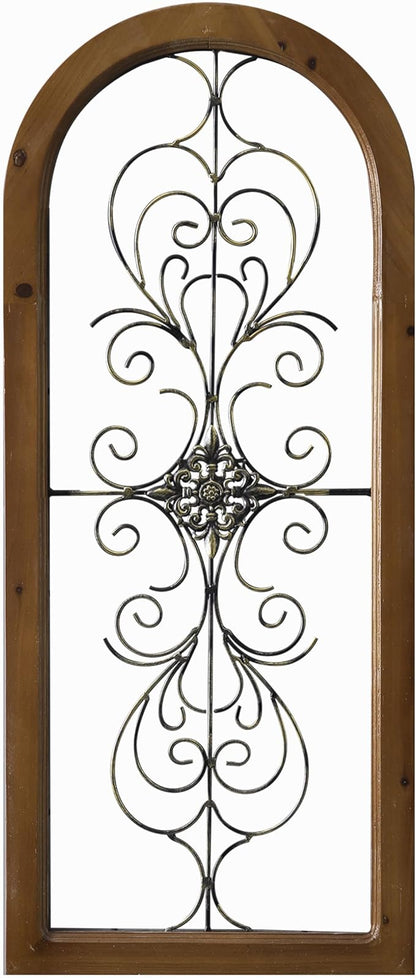 Sintosin Vintage Metal Wall Art for Living Room 13 X 32 Inches, Handmade Distressed Wooden Wall Panels with Carved Wrought Iron above Bed Decor, Farmhouse Wall Decor for Kitchen Entryway