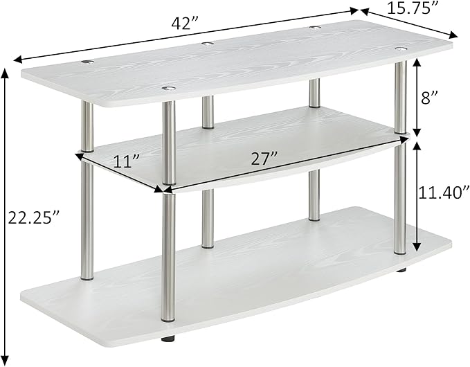 Convenience Concepts Designs2Go 3-Tier Wide TV Stand, White