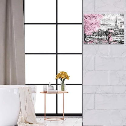 Paris Decor for Bedroom Canvas Wall Art Pink Theme Girls Room Wall Decor Black and White Eiffel Tower Pictures for Bathroom Wall Decor Modern Artwork for Wall Art Framed Wall Decoration Size 12x16