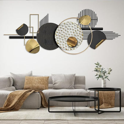 Lucky Monet Large Wall Decor for Living Room, Modern Metal Wall Art, 3D Textured Geometric Wall Sculpture 59"x24" Wall Hanging Decoration for Dinning Room Bedroom Entryway
