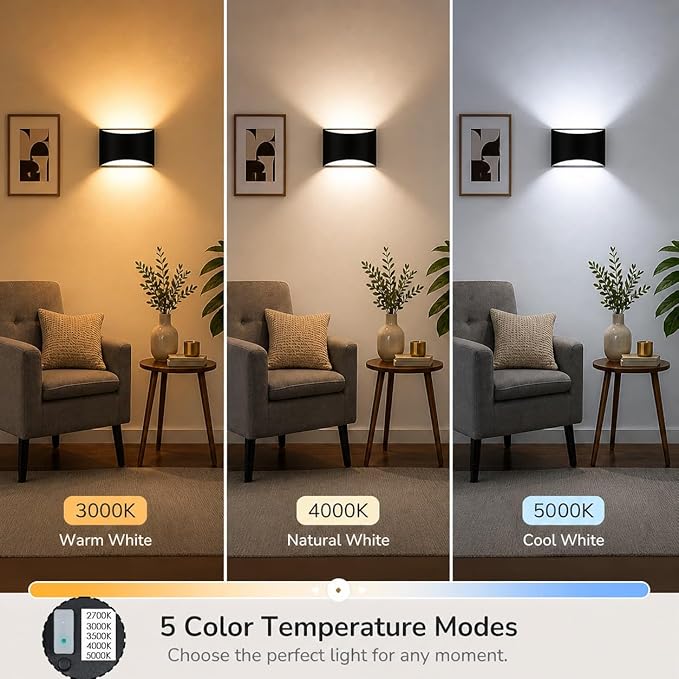 rosykite Smart RGB and Double White Outdoor Wall Sconces, WiFi Modern Wall Lights with App & Voice Control, Music Sync, IP65 Waterproof Up Down Lights for Indoor or Outdoor Porch Patio Garage
