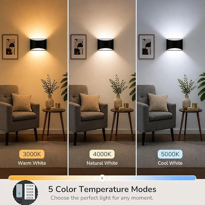 rosykite Smart RGB and Double White Outdoor Wall Sconces, WiFi Modern Wall Lights with App & Voice Control, Music Sync, IP65 Waterproof Up Down Lights for Indoor or Outdoor Porch Patio Garage
