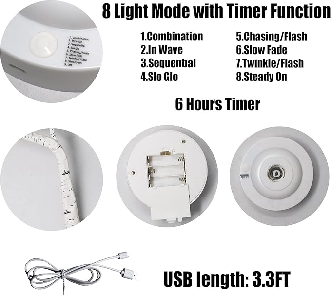 108 LED Birch Tree Lights 20 Inches Artificial Tabletop Fairy Tree Lamp Eight Lighting Modes USB or Battery Operated with Timer Decor for Bedroom Living Room Wedding Christmas Easter (Warm White)