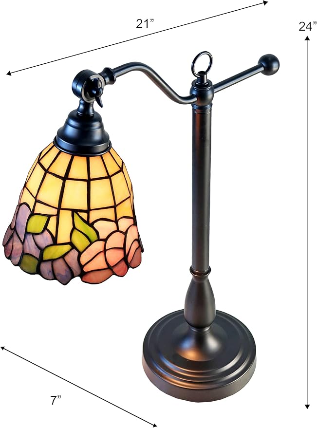 Dale Tiffany TA25029 Tiffany Desk Lamp with Handmade Stained Glass Shade, De Anaza, Multicolor, 24-Inch Tall