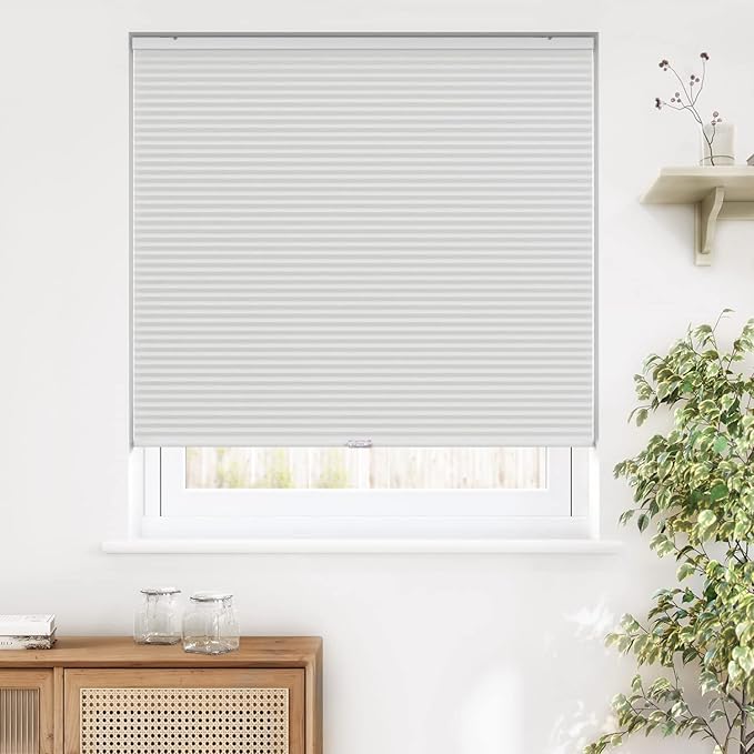 LazBlinds Cordless Cellular Shades, Blackout Privacy Honeycomb Shades for Home, Thermal Insulation Noise Reduction Blinds for Windows, 24'' W x 64'' H, White