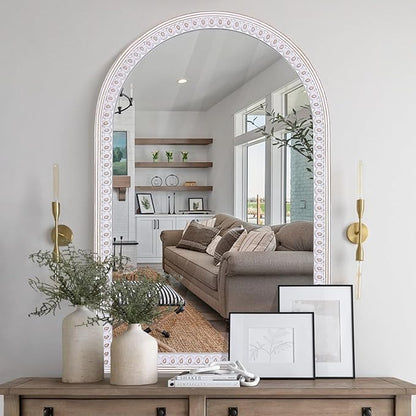 36x24 Inch Bathroom Mirror Arched Wooden Arched, Rustic Farmhouse Arch Wall Mirrors Decorative for Entryway, Living Room, Bedroom or Foyer